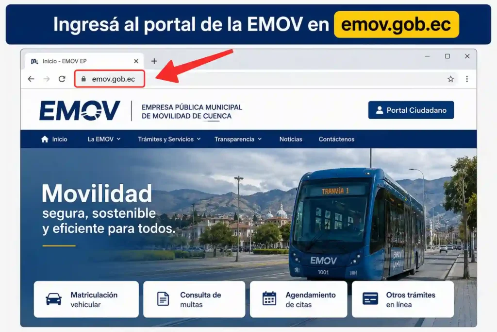Ingresá al portal de la EMOV en emov.gob.ec
