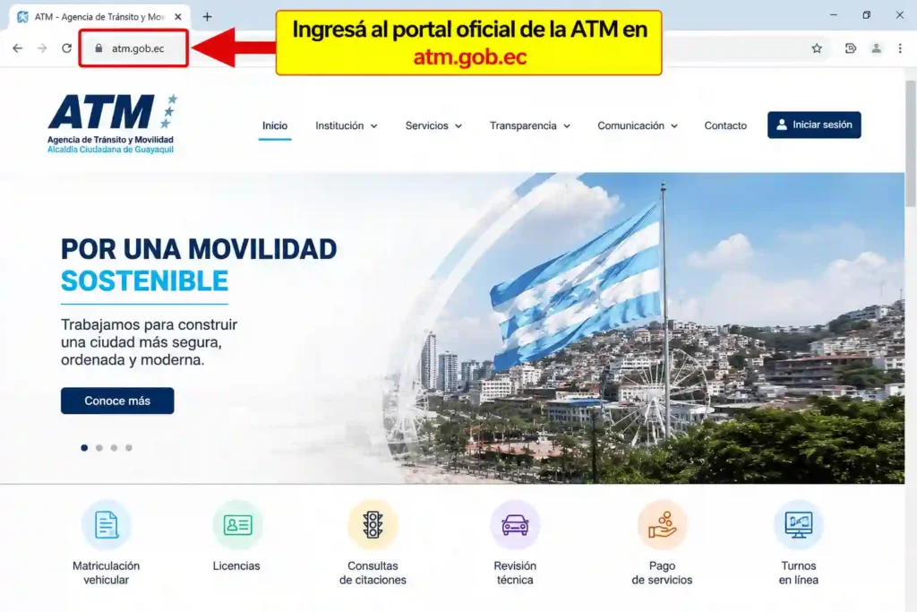 Ingresá al portal oficial de la ATM en atm.gob.ec
