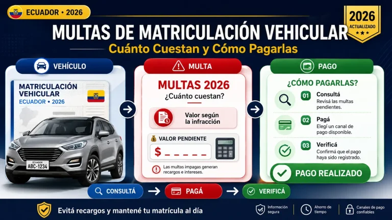 Multas Matriculación Vehicular Ecuador 2026 Cuánto Cuestan y Cómo Pagarlas