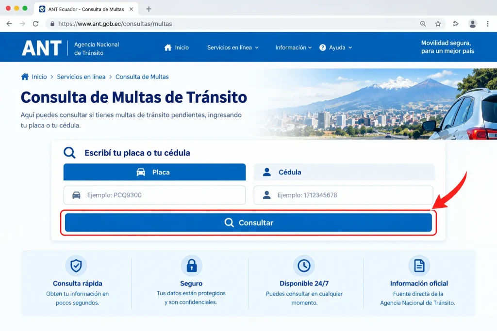 Hacé clic en consultar. Hacé clic en consultar.