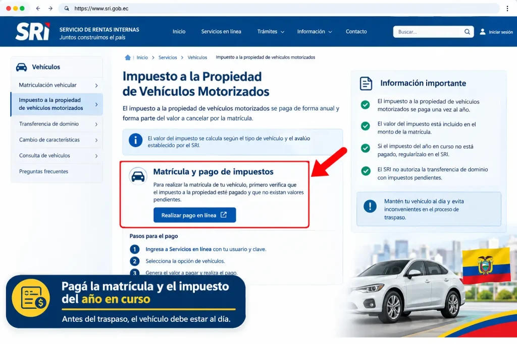 Pagá la matrícula y el impuesto del año en curso Pagá la matrícula y el impuesto del año en curso