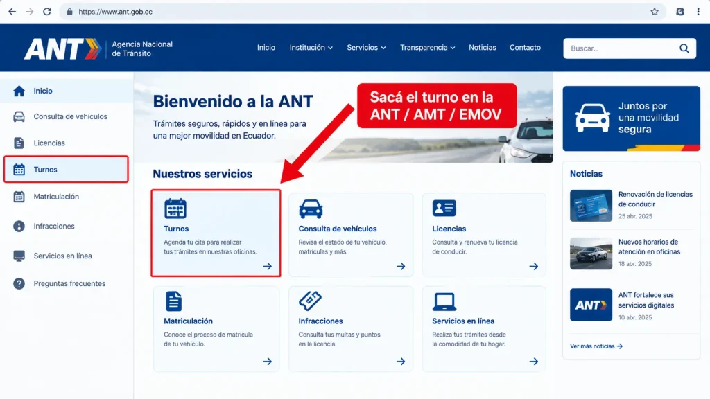 Sacá el turno en la ANT AMT EMOV Sacá el turno en la ANT AMT EMOV
