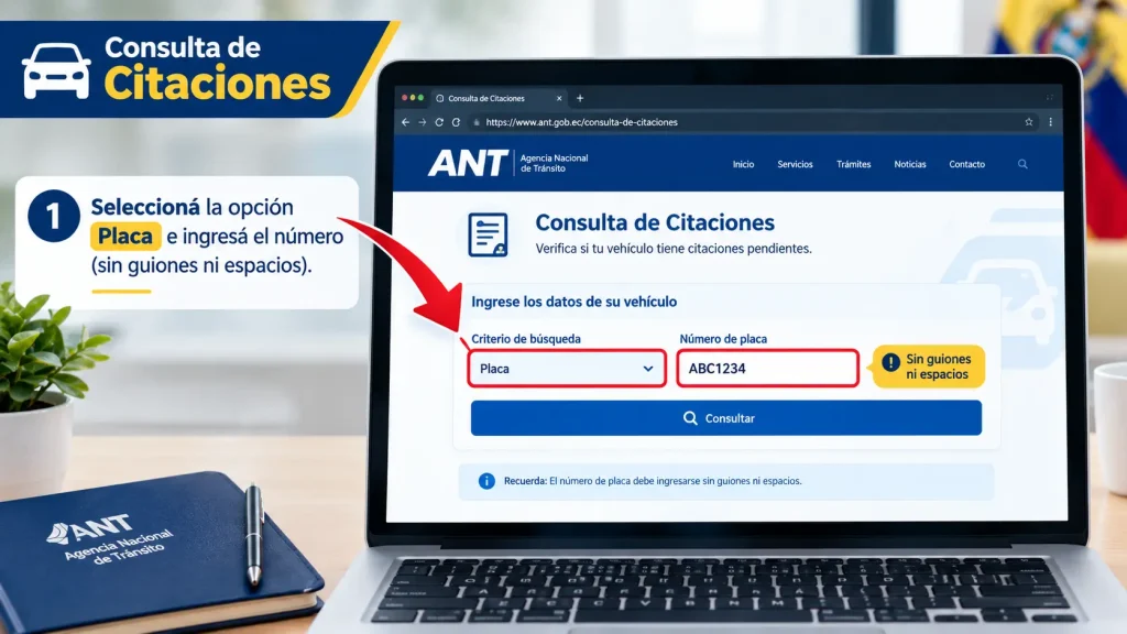 Seleccioná la opción Placa e ingresá el número (sin guiones ni espacios). Seleccioná la opción Placa e ingresá el número (sin guiones ni espacios).